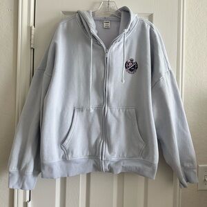 Victoria’s Secret Pink New York - Women's  Light Blue Zip-Up Hoodie, Size XXL